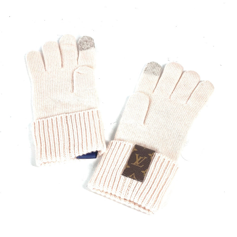 LOUIS VUITTON gloves M79254 wool beige flight mode Globe Maille LV Medallion
