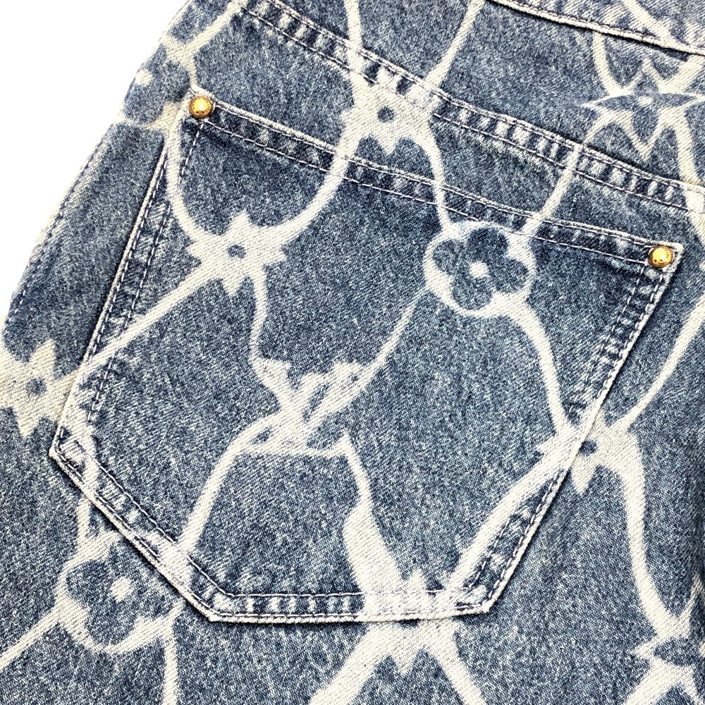 LOUIS VUITTON Denim pants 1AFQFD denim blue monogram print denim shorts 28