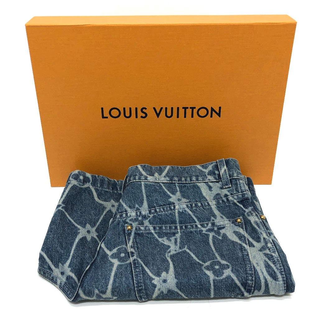 LOUIS VUITTON Denim pants 1AFQFD denim blue monogram print denim shorts 28