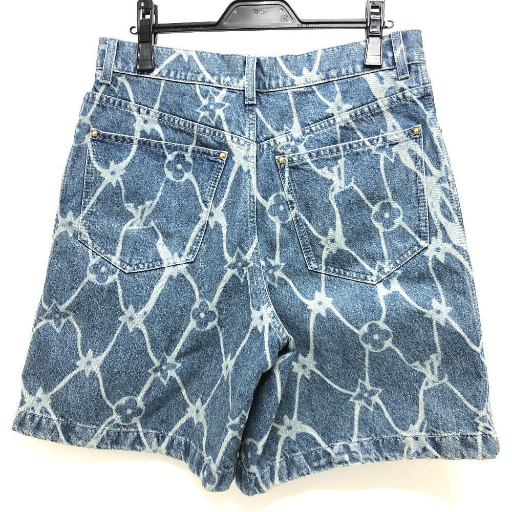 LOUIS VUITTON Denim pants 1AFQFD denim blue monogram print denim shorts 28