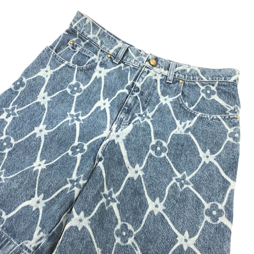 LOUIS VUITTON Denim pants 1AFQFD denim blue monogram print denim shorts 28