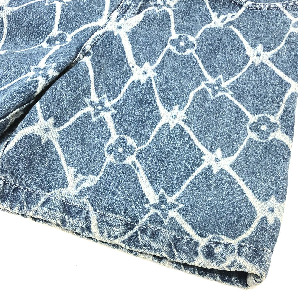 LOUIS VUITTON Denim pants 1AFQFD denim blue monogram print denim shorts 28