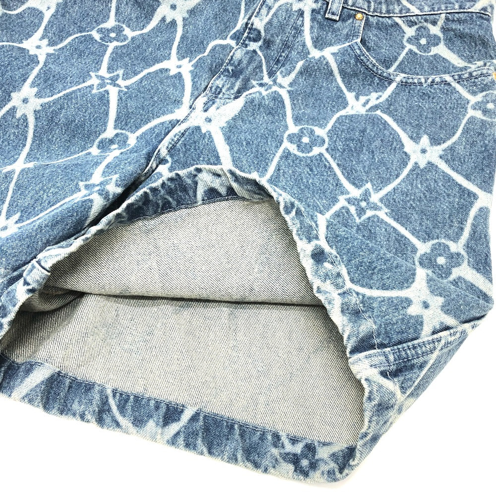 LOUIS VUITTON Denim pants 1AFQFD denim blue monogram print denim shorts 28