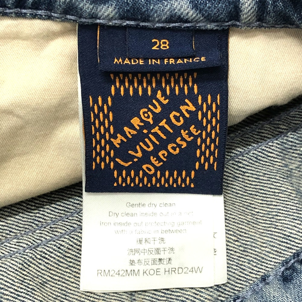 LOUIS VUITTON Denim pants 1AFQFD denim blue monogram print denim shorts 28