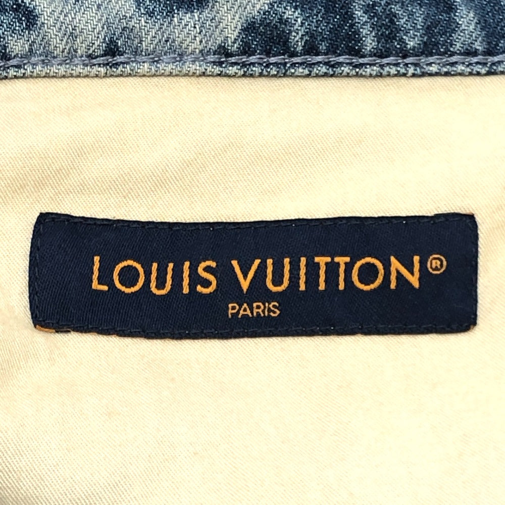 LOUIS VUITTON Denim pants 1AFQFD denim blue monogram print denim shorts 28
