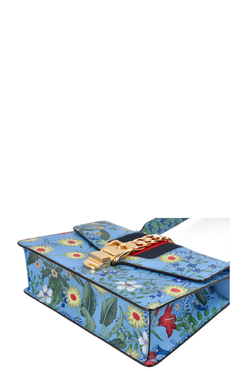 GUCCI Floral Mini Web Sylvie Shoulder Bag Blue