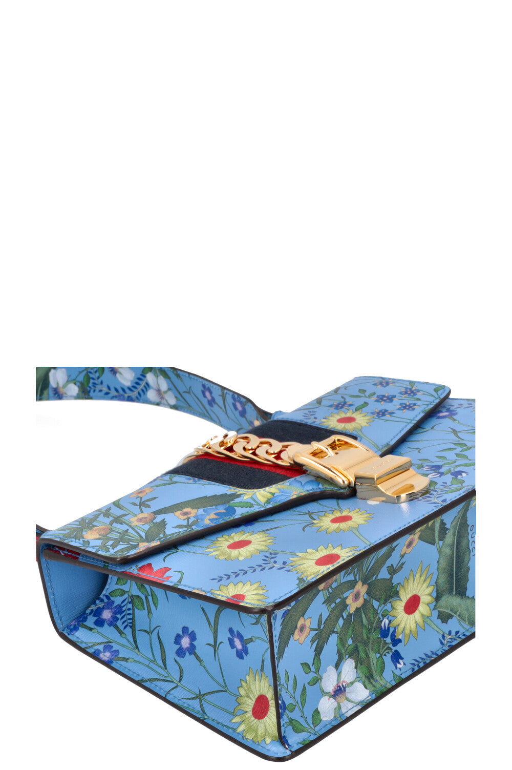 GUCCI Floral Mini Web Sylvie Shoulder Bag Blue