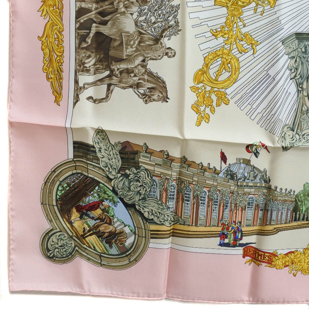 HERMES scarf silk pink SANSSOUCY Carre90 Women Used