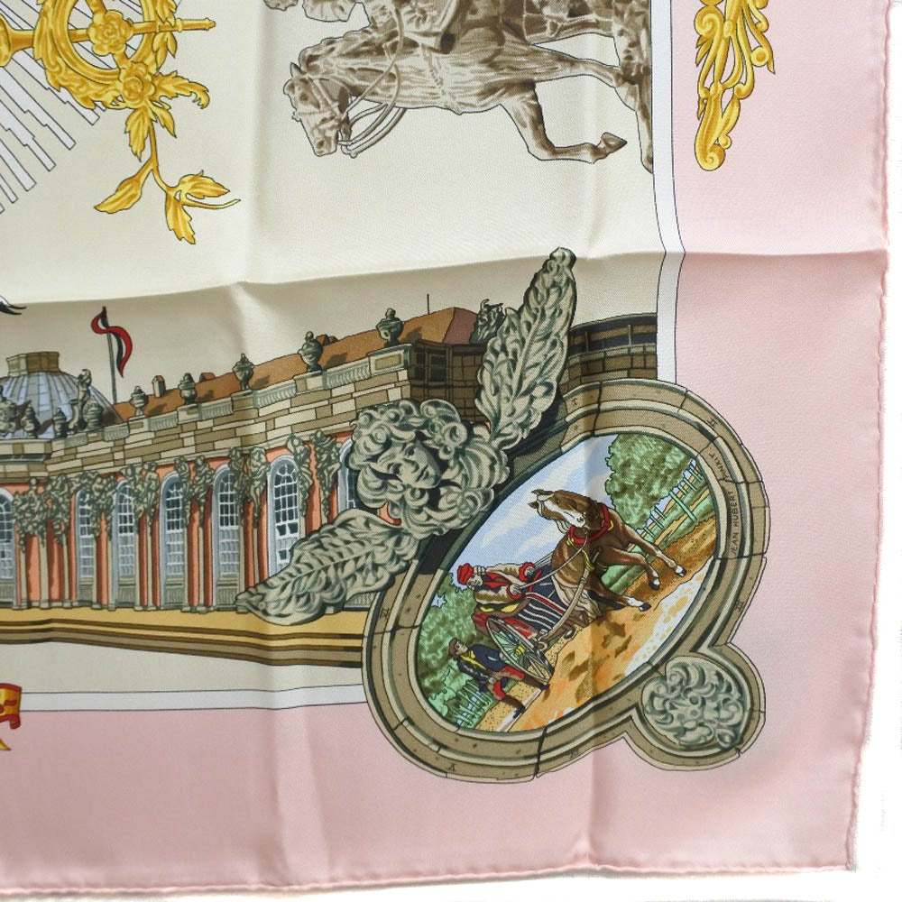 HERMES scarf silk pink SANSSOUCY Carre90 Women Used