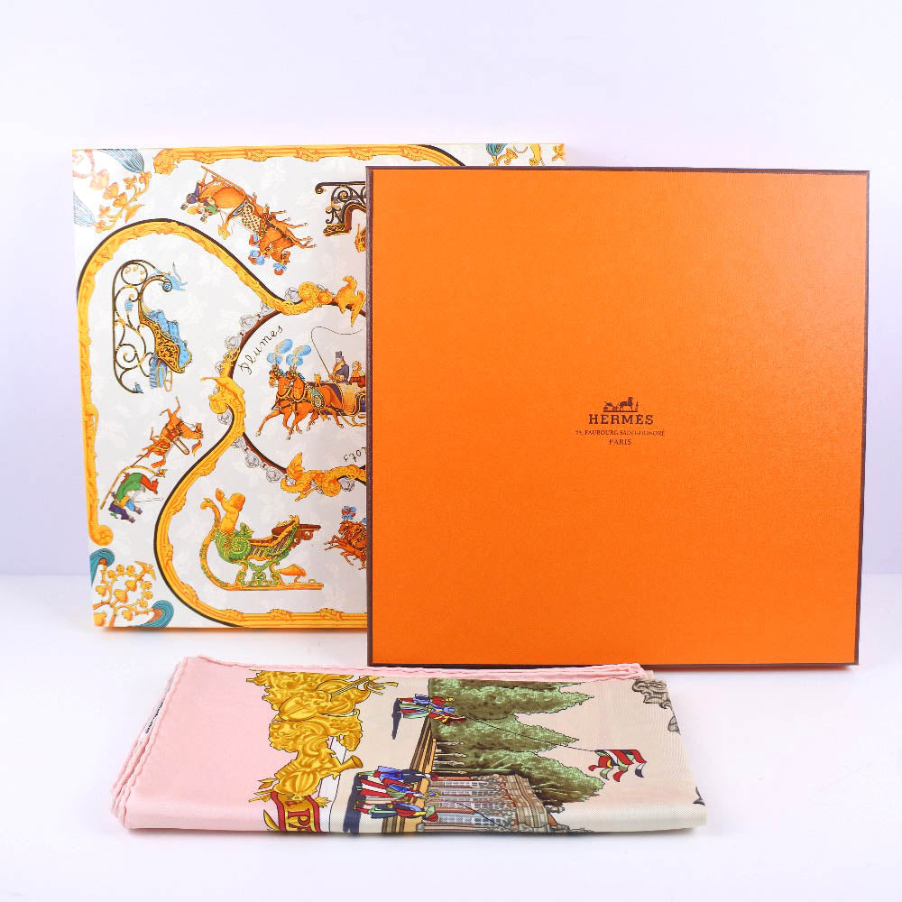 HERMES scarf silk pink SANSSOUCY Carre90 Women Used