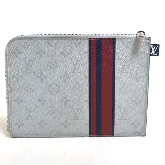 LOUIS VUITTON Clutch bag M61745 Monogram canvas Gray x red x navy Monogram white Pochette Jules PM mens Used