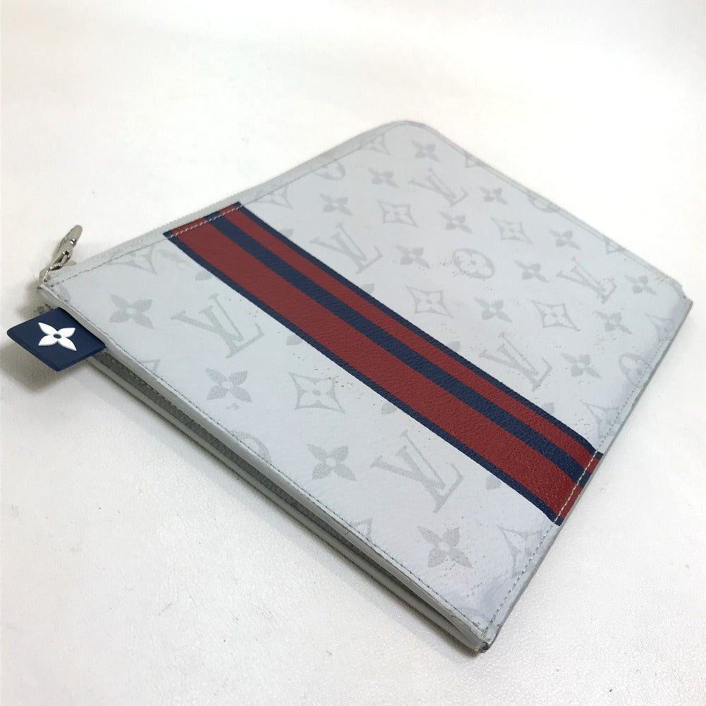 LOUIS VUITTON Clutch bag M61745 Monogram canvas Gray x red x navy Monogram white Pochette Jules PM mens Used