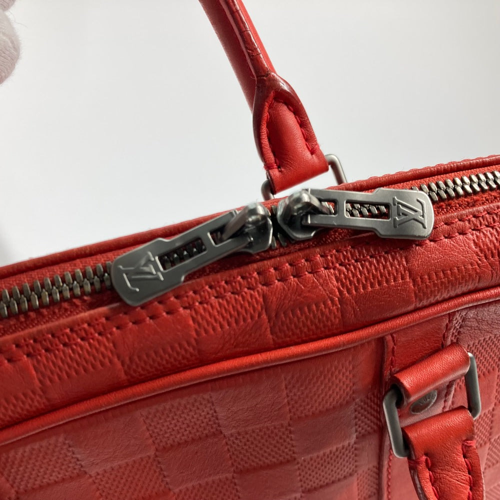 LOUIS VUITTON Business bag N41143 Damier Anfini Leather Red Damier Anfini Porto Document Voyage PDV mens Used
