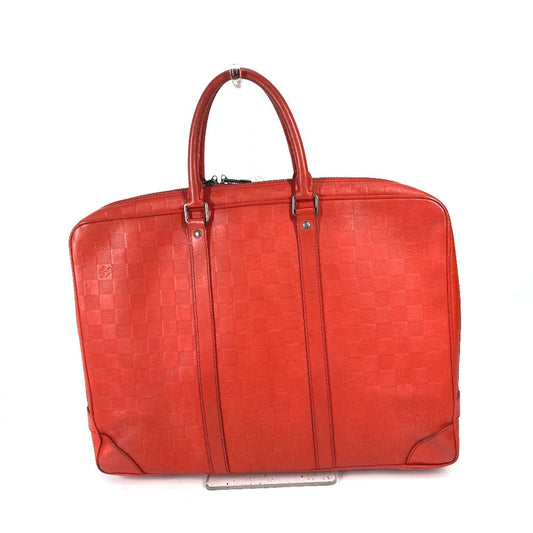 LOUIS VUITTON Business bag N41143 Damier Anfini Leather Red Damier Anfini Porto Document Voyage PDV mens Used