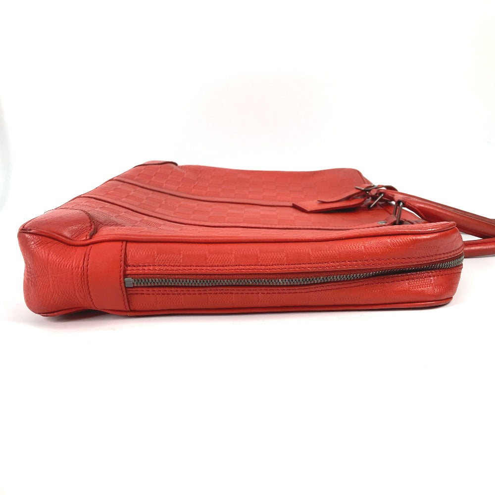 LOUIS VUITTON Business bag N41143 Damier Anfini Leather Red Damier Anfini Porto Document Voyage PDV mens Used