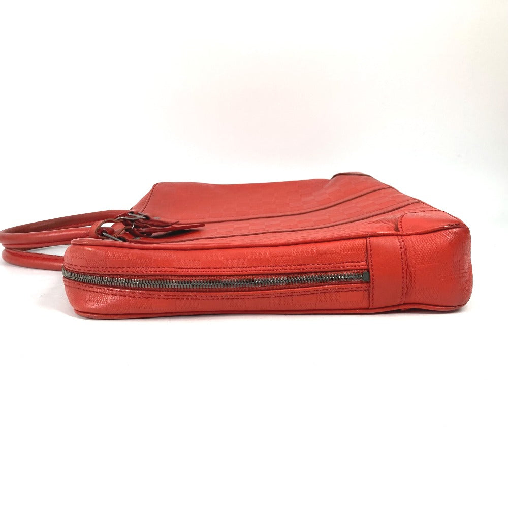 LOUIS VUITTON Business bag N41143 Damier Anfini Leather Red Damier Anfini Porto Document Voyage PDV mens Used