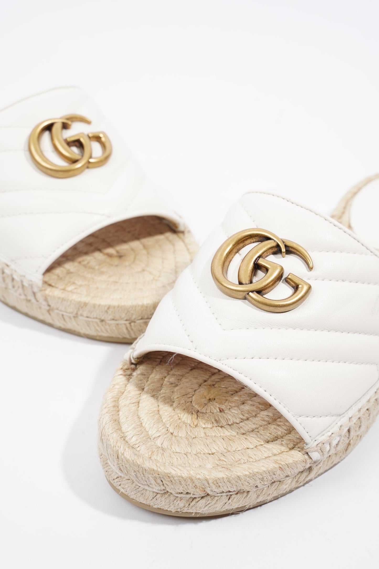 Gucci Marmont Espadrilles White Leather EU 37 UK 4
