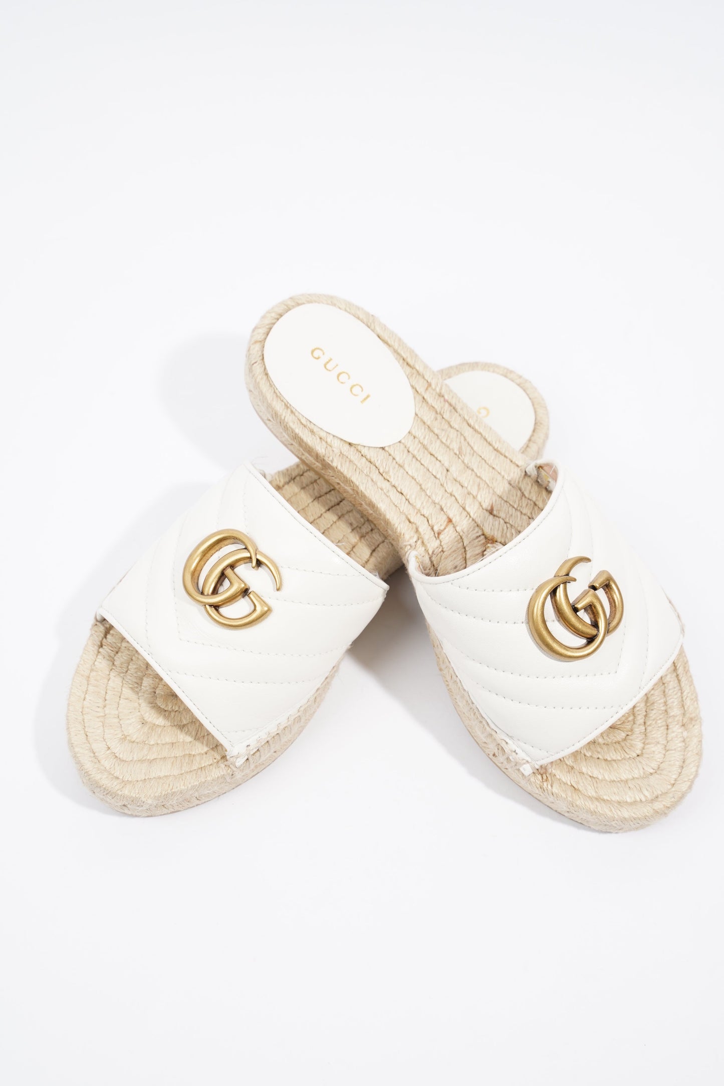 Gucci Marmont Espadrilles White Leather EU 37 UK 4