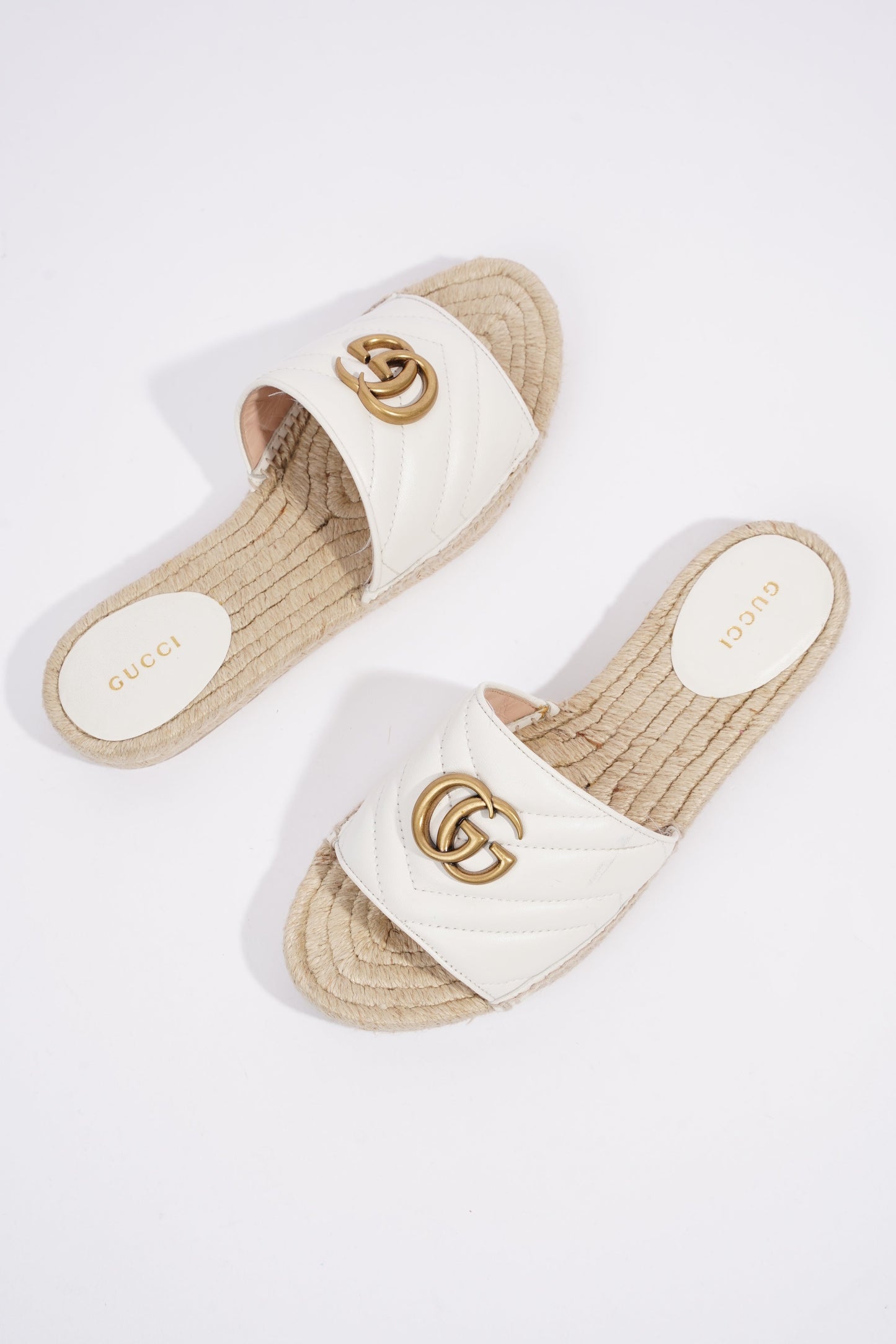 Gucci Marmont Espadrilles White Leather EU 37 UK 4