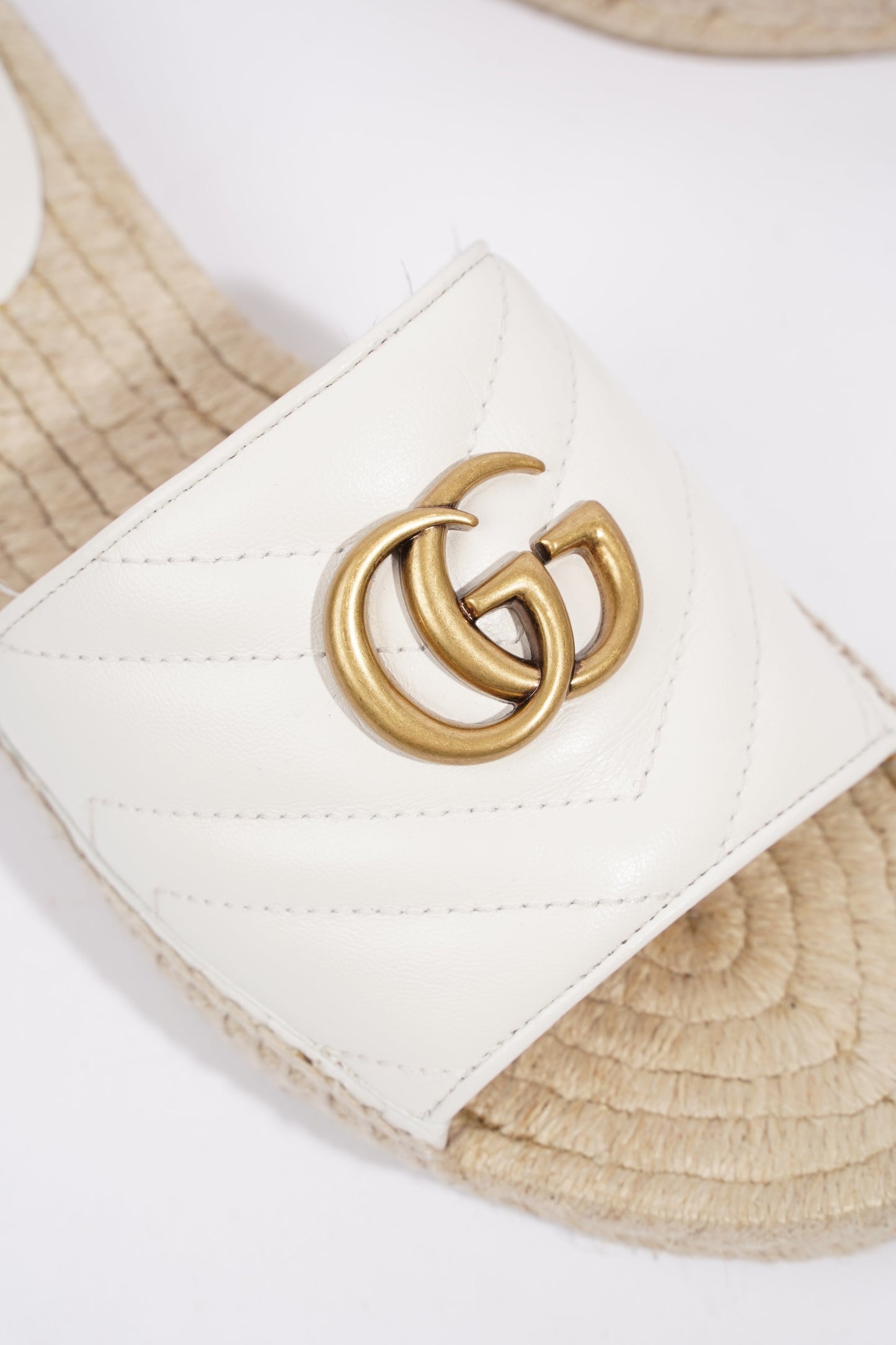 Gucci Marmont Espadrilles White Leather EU 37 UK 4