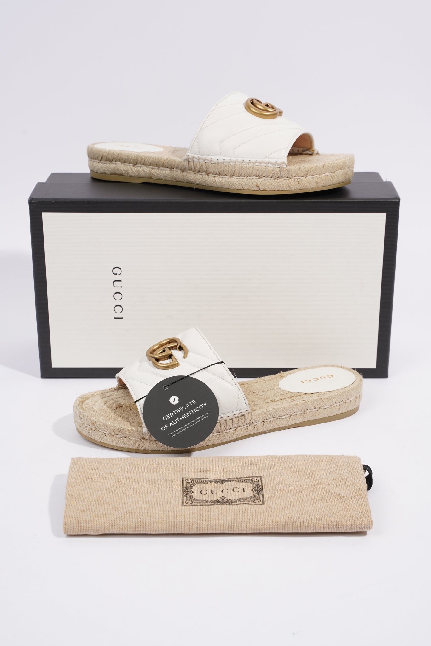 Gucci Marmont Espadrilles White Leather EU 37 UK 4