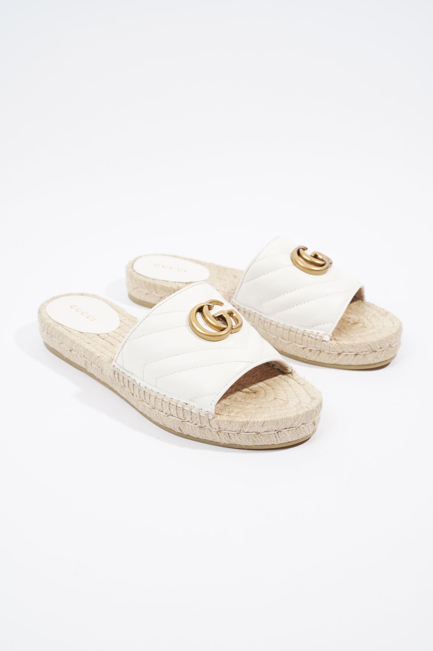 Gucci Marmont Espadrilles White Leather EU 37 UK 4
