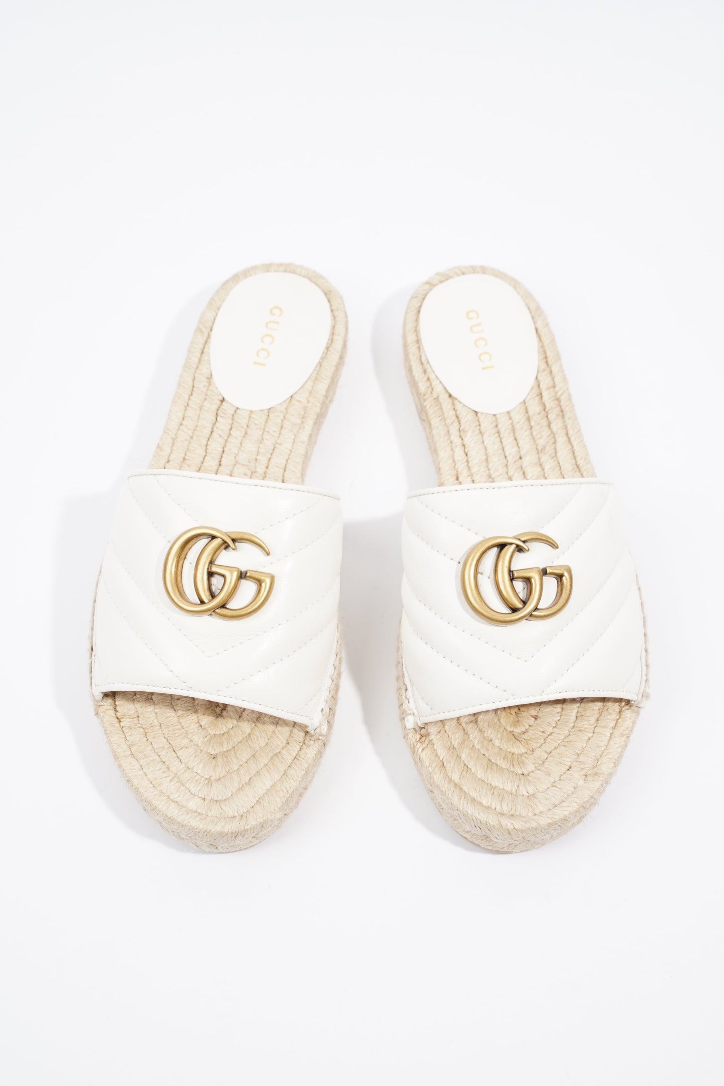 Gucci Marmont Espadrilles White Leather EU 37 UK 4