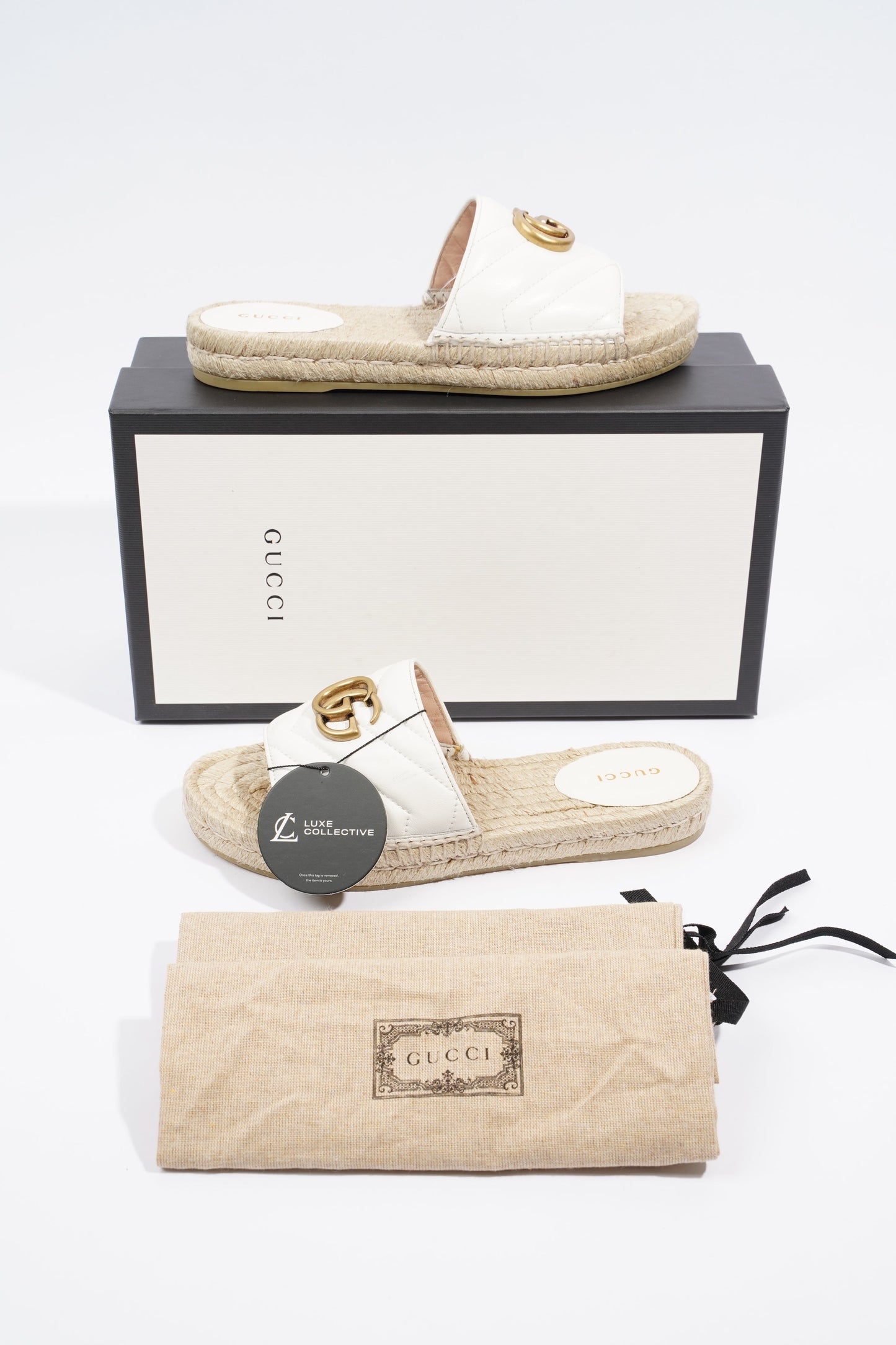 Gucci Marmont Espadrilles White Leather EU 37 UK 4