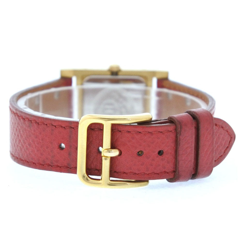HERMES Watches Quartz Plated Gold , Leather gold Medor White dial Women Used