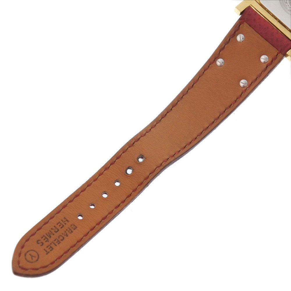 HERMES Watches Quartz Plated Gold , Leather gold Medor White dial Women Used