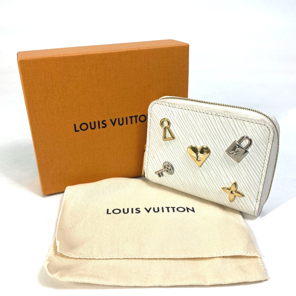 LOUIS VUITTON Coin case M63994 Epi Leather white epi love lock Zip around purse Women Used