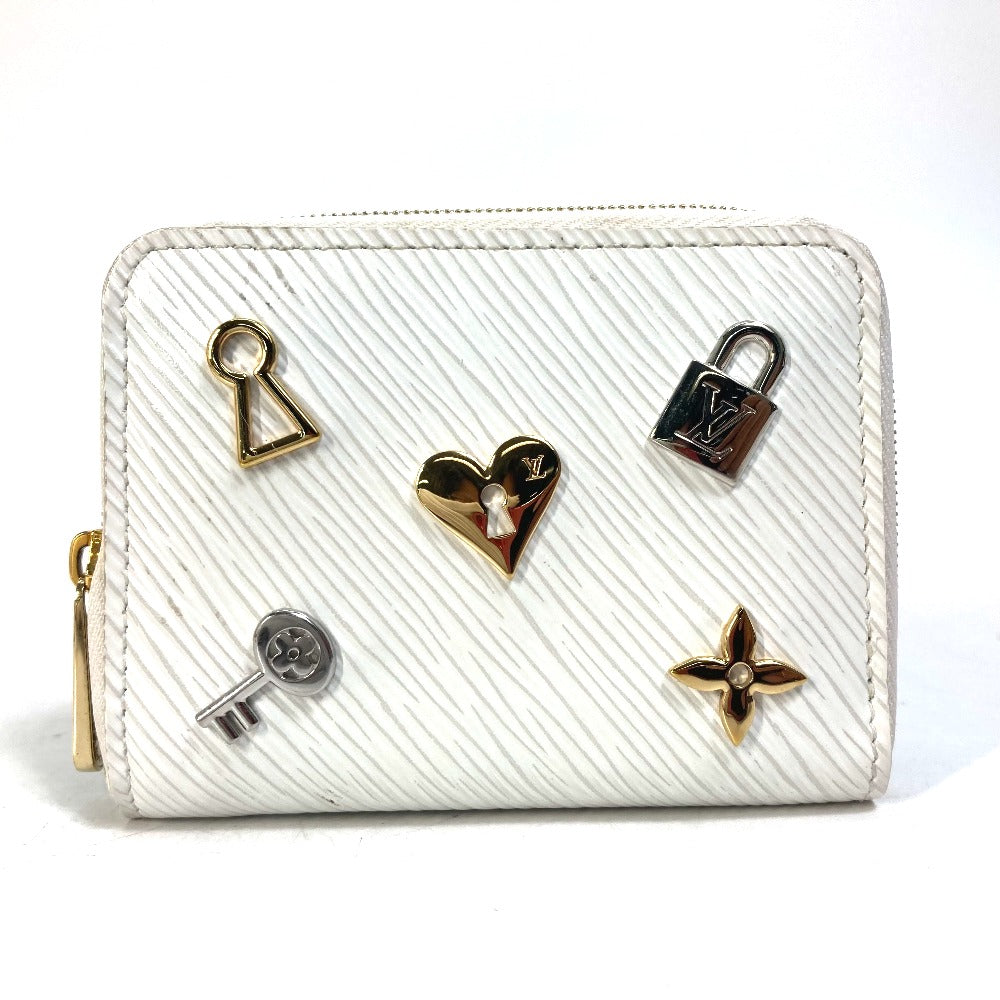 LOUIS VUITTON Coin case M63994 Epi Leather white epi love lock Zip around purse Women Used