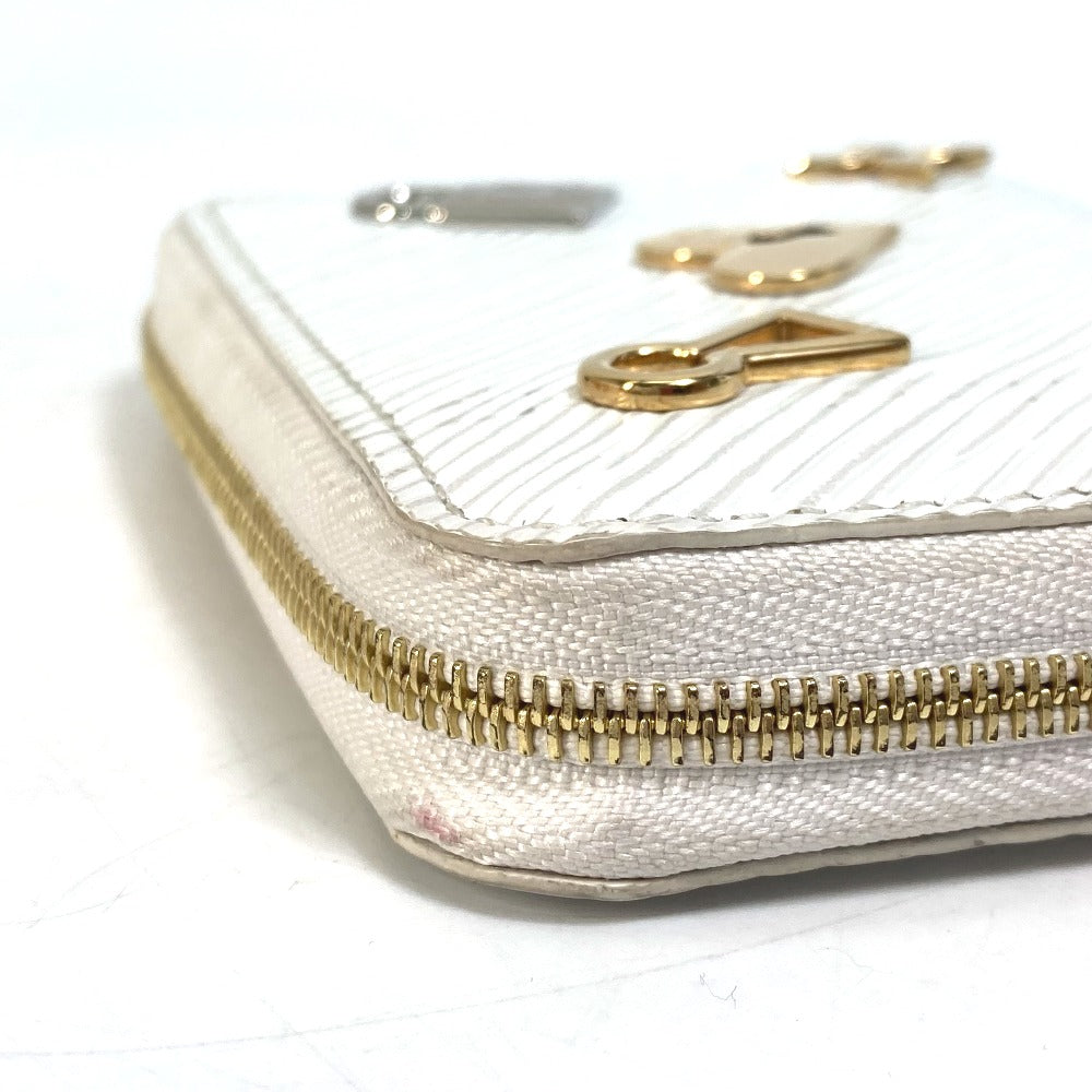 LOUIS VUITTON Coin case M63994 Epi Leather white epi love lock Zip around purse Women Used