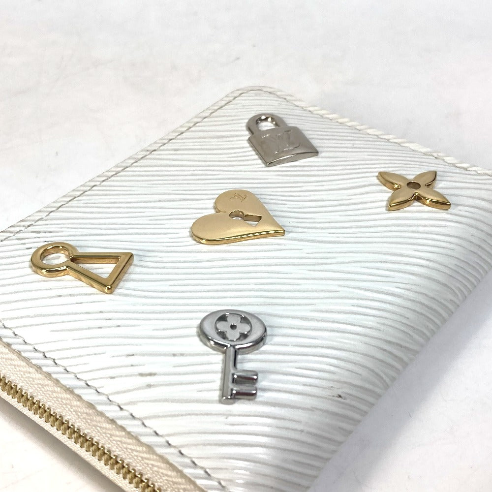LOUIS VUITTON Coin case M63994 Epi Leather white epi love lock Zip around purse Women Used