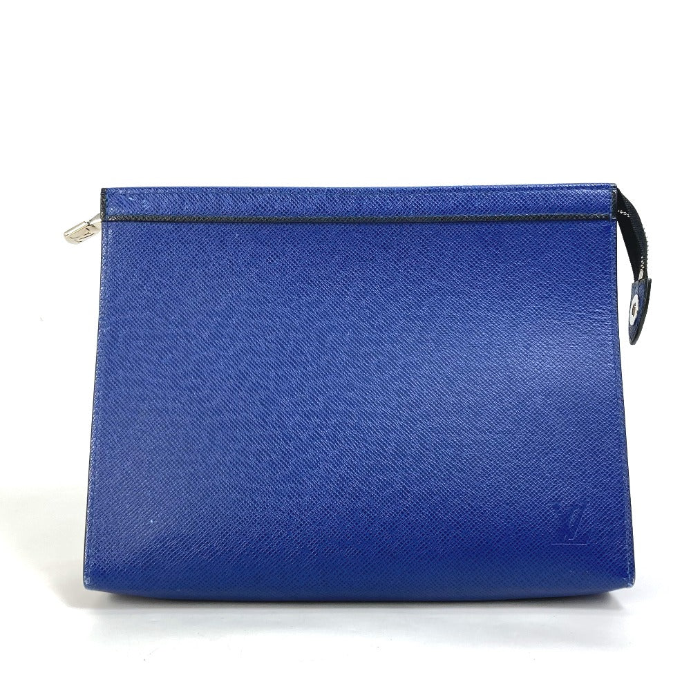LOUIS VUITTON business bag M30575 Taiga Leather blue Taiga Pochette Voyage MM mens Used