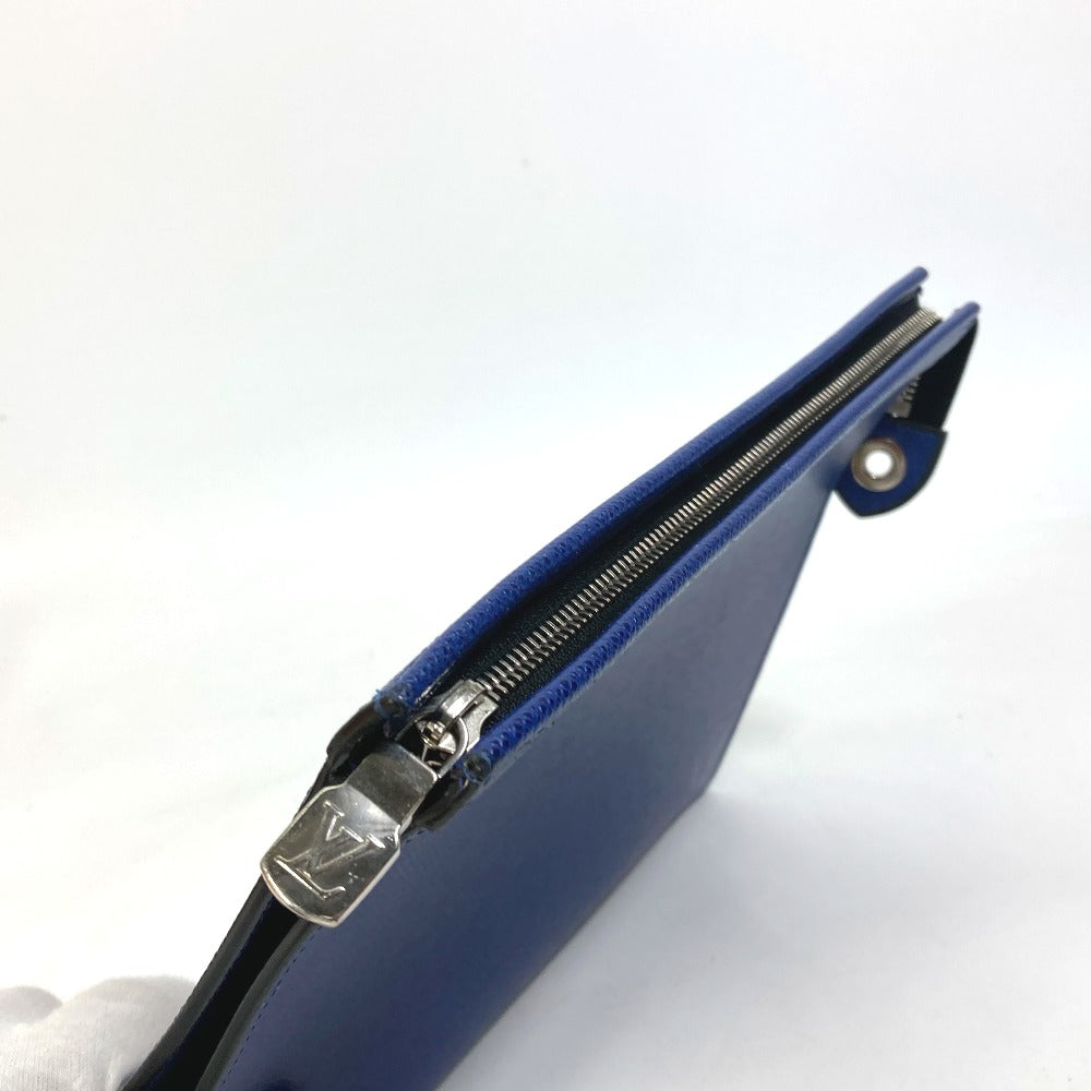 LOUIS VUITTON business bag M30575 Taiga Leather blue Taiga Pochette Voyage MM mens Used