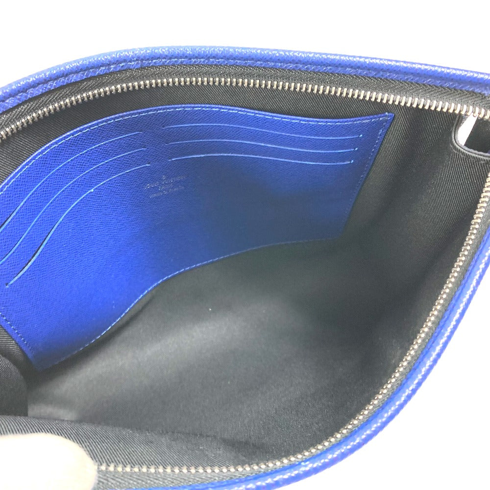 LOUIS VUITTON business bag M30575 Taiga Leather blue Taiga Pochette Voyage MM mens Used