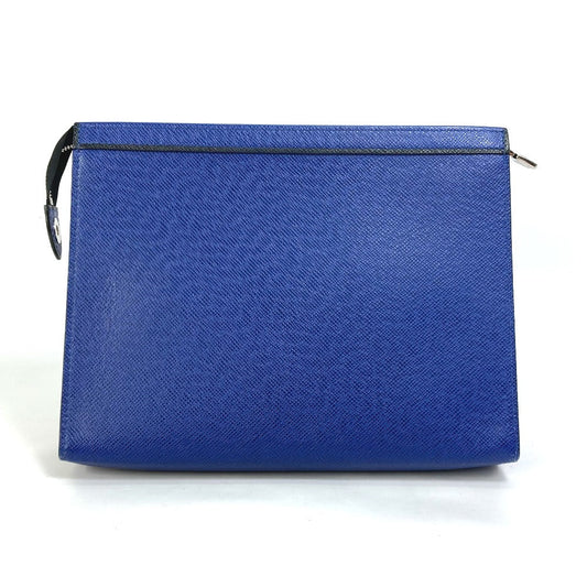 LOUIS VUITTON business bag M30575 Taiga Leather blue Taiga Pochette Voyage MM mens Used