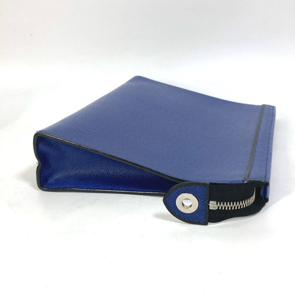 LOUIS VUITTON business bag M30575 Taiga Leather blue Taiga Pochette Voyage MM mens Used