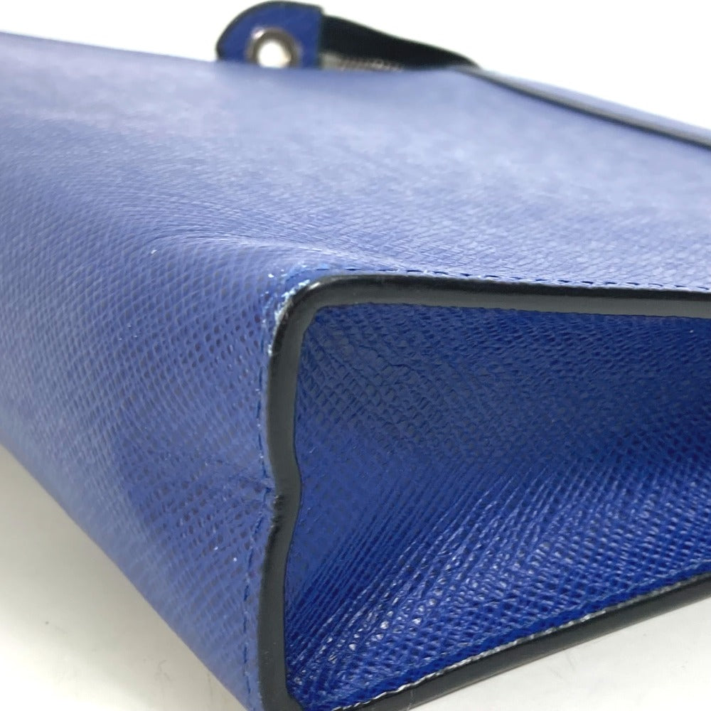 LOUIS VUITTON business bag M30575 Taiga Leather blue Taiga Pochette Voyage MM mens Used