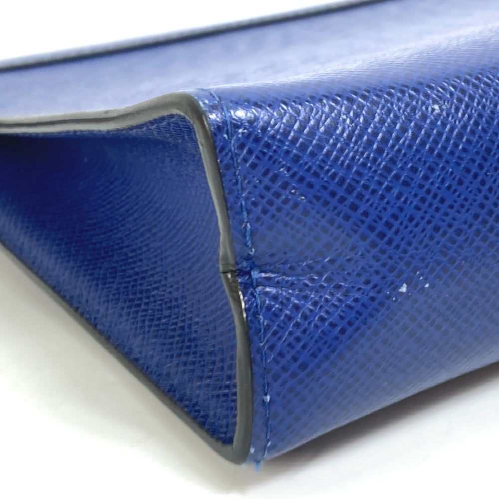 LOUIS VUITTON business bag M30575 Taiga Leather blue Taiga Pochette Voyage MM mens Used