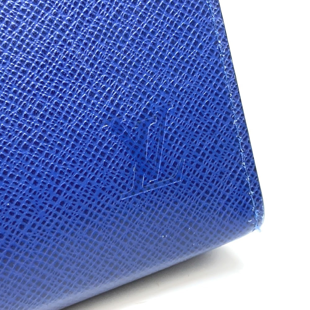 LOUIS VUITTON business bag M30575 Taiga Leather blue Taiga Pochette Voyage MM mens Used