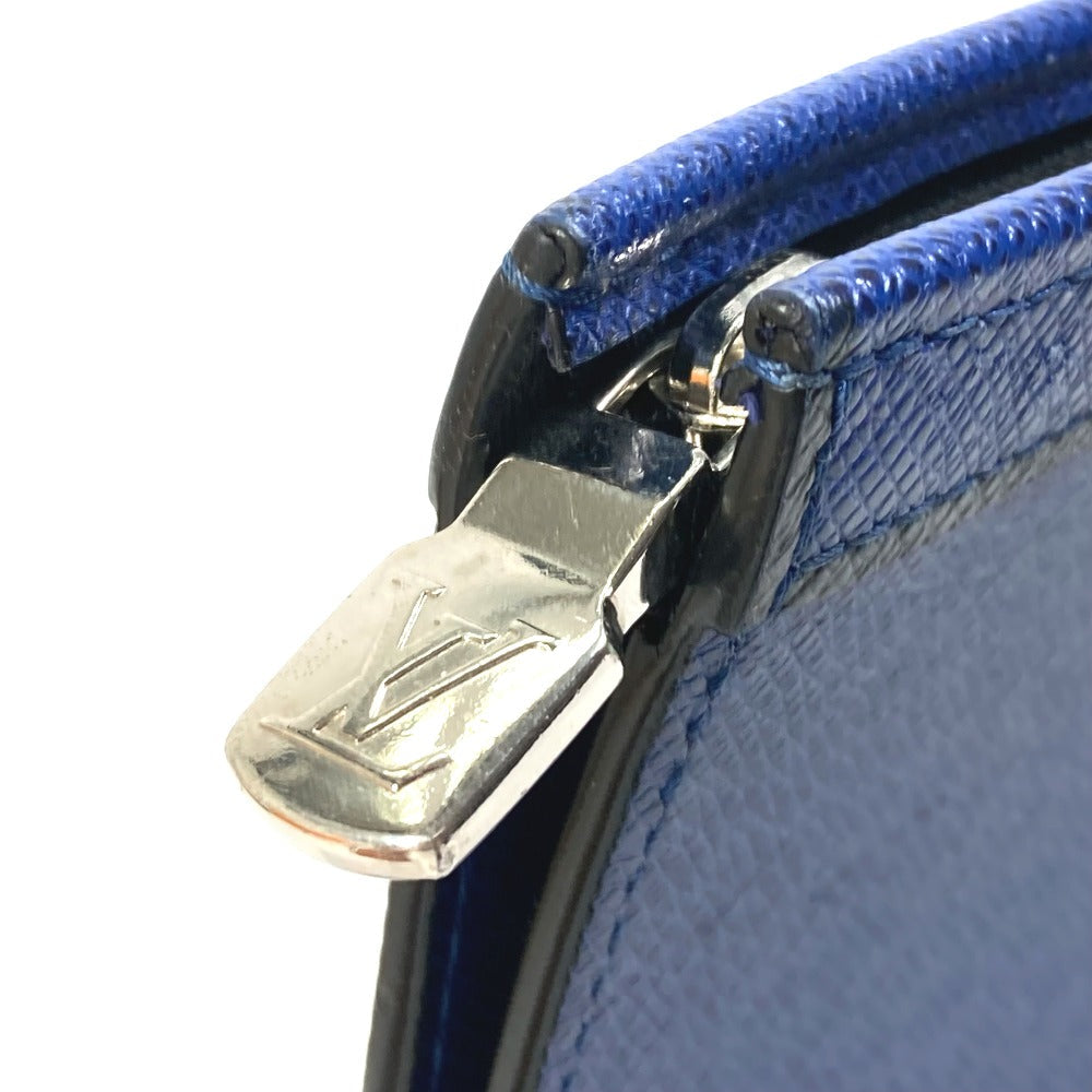 LOUIS VUITTON business bag M30575 Taiga Leather blue Taiga Pochette Voyage MM mens Used