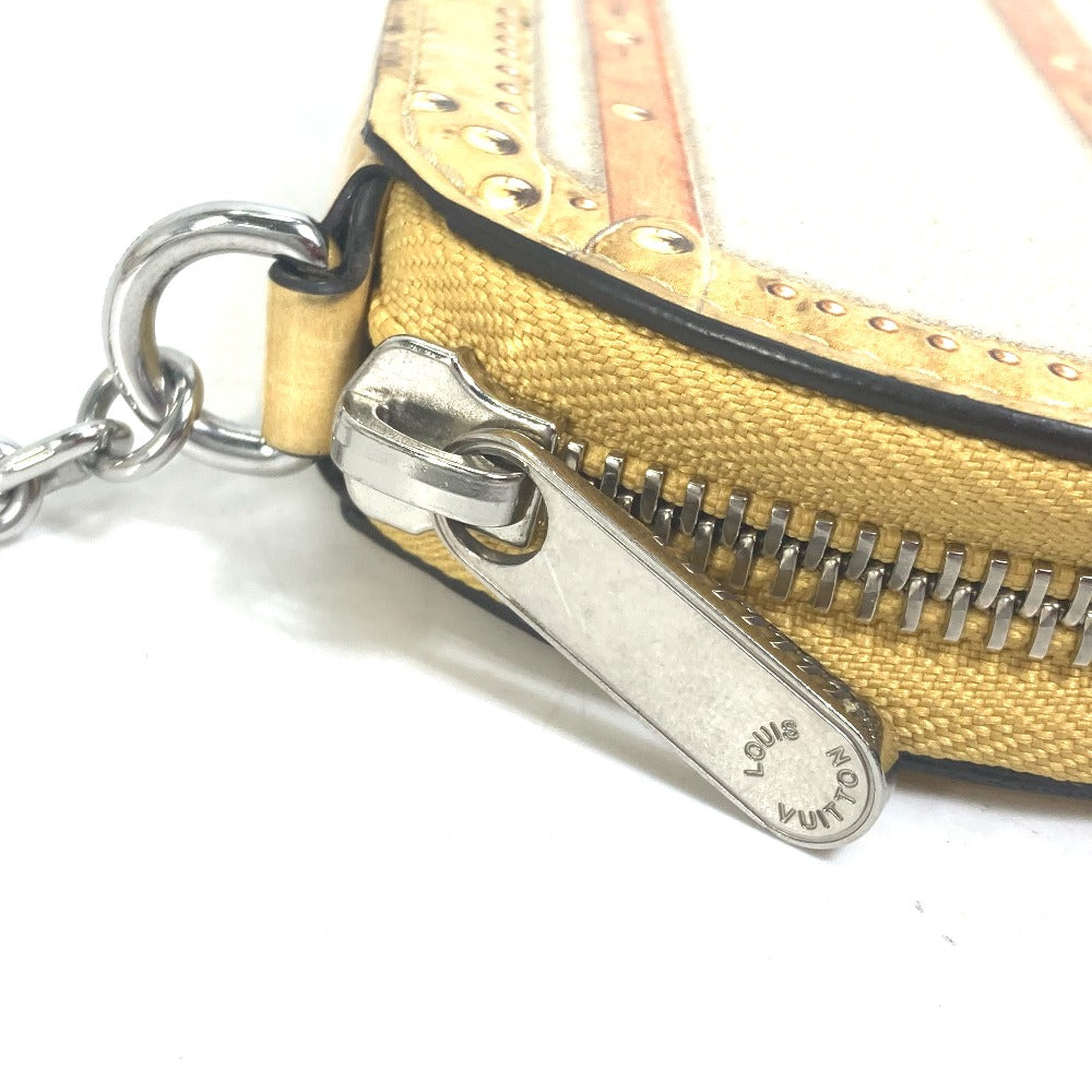 LOUIS VUITTON Coin case M52747 leather beige Wallet Coin Pocket with Chain Micro-Bowat-Shapo mens Used