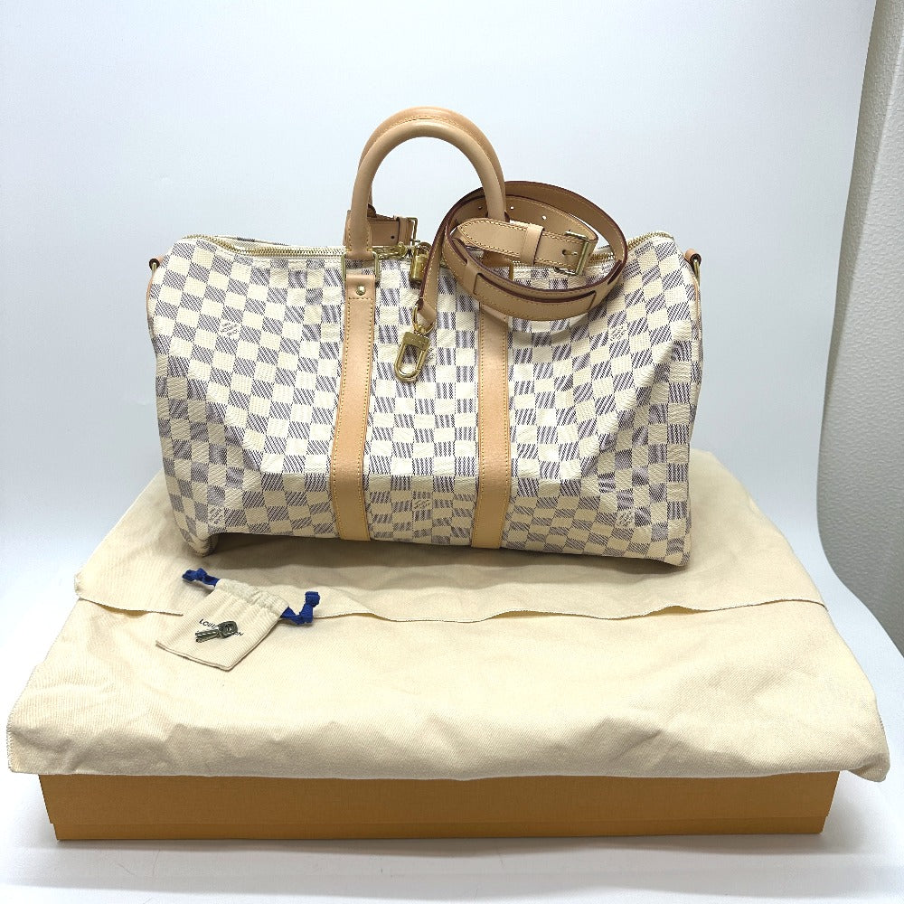 LOUIS VUITTON Boston Duffel bag N48223 Damier Azur Canvas white Damier Azur Keepall bandouliere 45