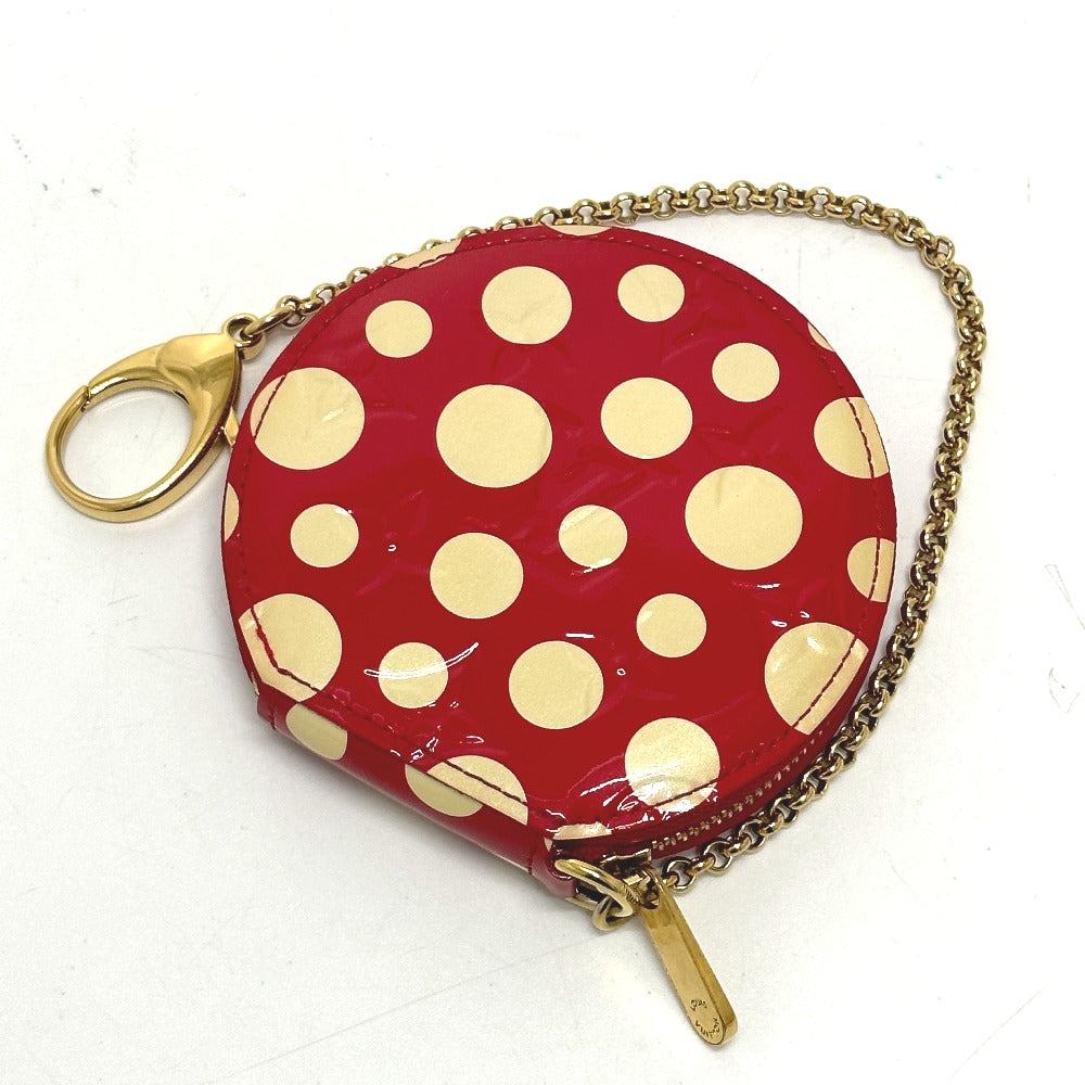 LOUIS VUITTON Coin case M91570 Patent leather Red Monogram Vernis Yayoi Kusama collaboration portomone chapeau dot infinity Women Used