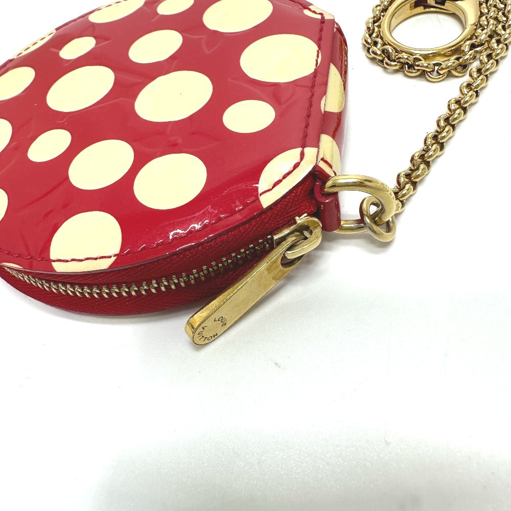 LOUIS VUITTON Coin case M91570 Patent leather Red Monogram Vernis Yayoi Kusama collaboration portomone chapeau dot infinity Women Used