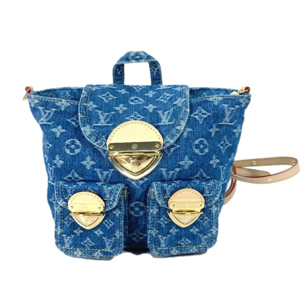 LOUIS VUITTON Backpack M46836 Monogram denim blue New LV Remix Venice Women Used