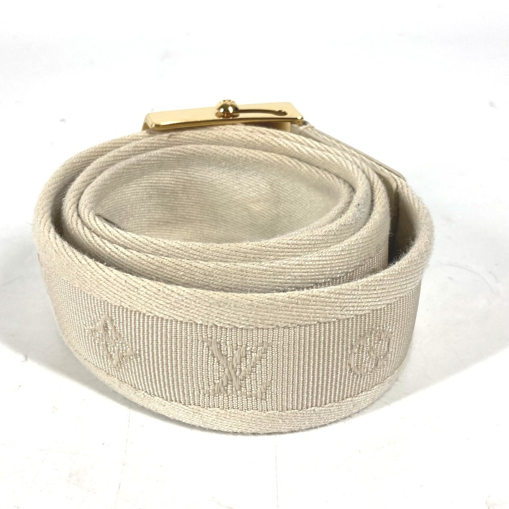 LOUIS VUITTON belt M6973W Canvas / leather white Santur Fortune Monogram 80