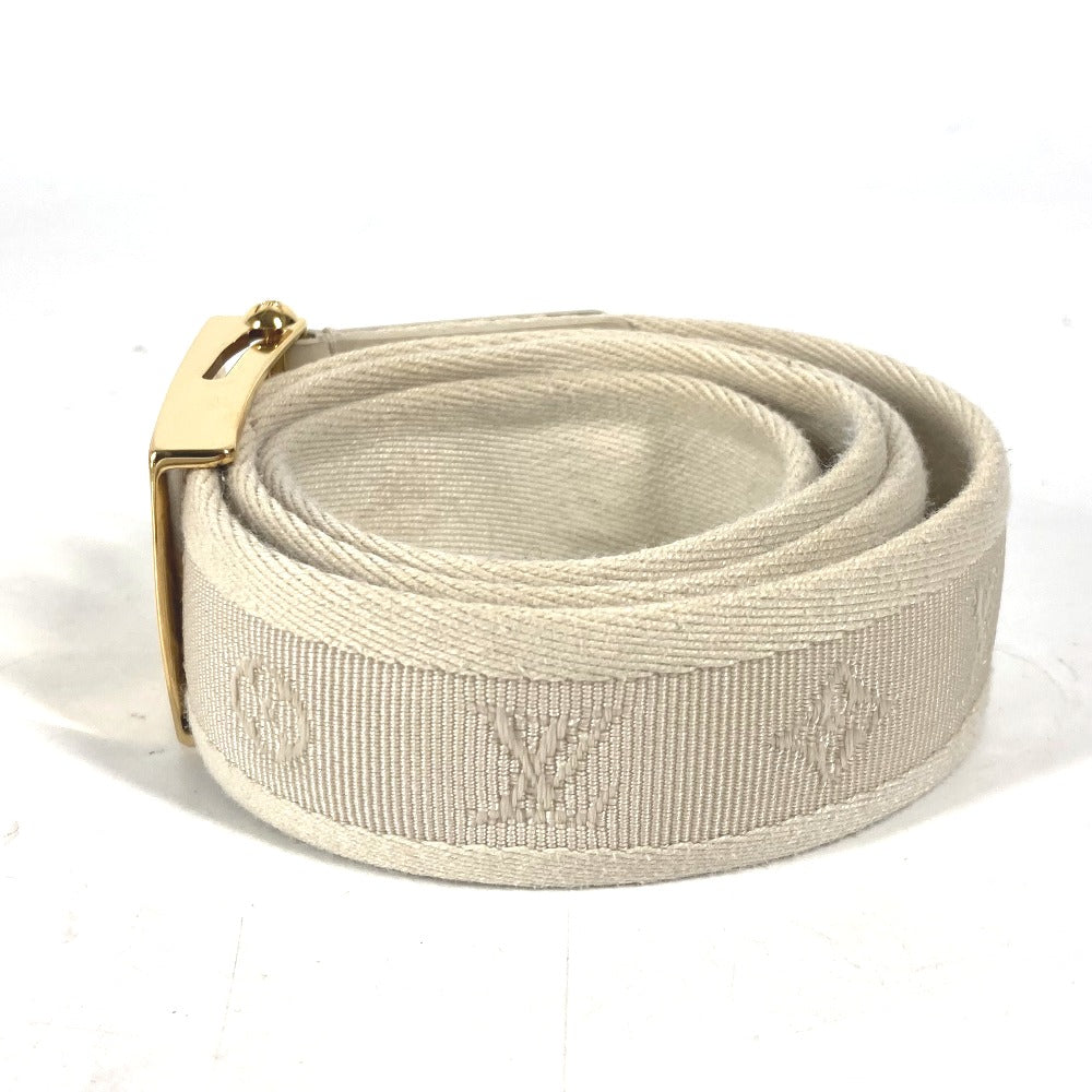 LOUIS VUITTON belt M6973W Canvas / leather white Santur Fortune Monogram 80